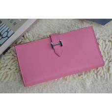 Portofel Hermes din piele de vițel H005 H roz