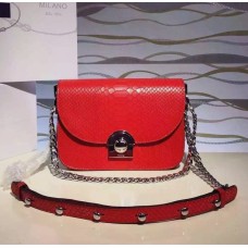 Geantă Prada Arcade din piele de șarpe roșie