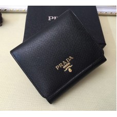 Portofele Prada 1M0176 din piele Saffiano, negre