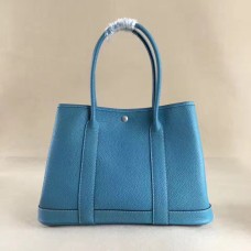 Geantă Hermes Garden Party mică, 31 cm, albastră