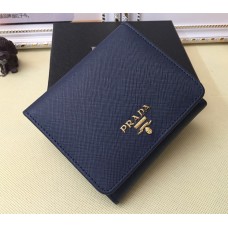 Portofele Prada 1M0176 din piele Saffiano bleumarin