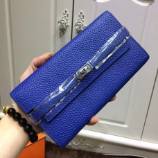 Portofel Hermes Kelly Togo din piele albastru electric