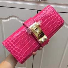 Geantă Hermes Medor Clutch 29cm Croco Rose