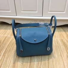 Geantă Hermes Lindy 30cm Albastră Argintie