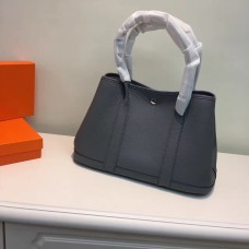 Geantă Hermes Garden Party mică, 31 cm, gri închis