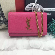 Geantă YSL Caviar din piele cu lanț 22 cm, auriu roz