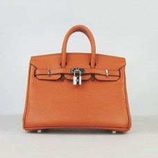 Geantă Hermes Birkin 25cm 6068 portocaliu argintiu
