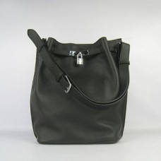 Geantă de umăr Hermes So Kelly 28cm Togo din piele neagră argintie
