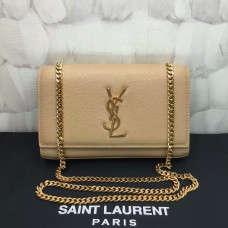 Geantă YSL Caviar din piele cu lanț 22cm, auriu-caisă