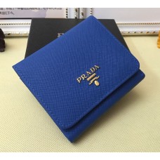 Portofele Prada 1M0176 din piele Saffiano albastră