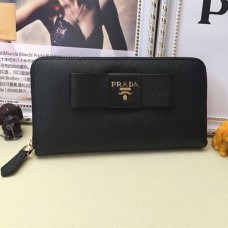 Portofel Prada cu fermoar L0506 Negru