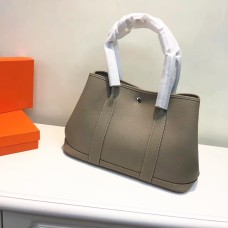 Geantă Hermes Garden Party mică, 31 cm, gri elefant
