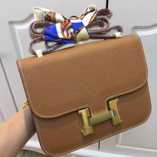 Geantă Hermes Constance 23cm piele Epsom camel auriu