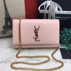 Geantă YSL din piele netedă cu lanț 22 cm roz deschis