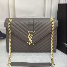 Geantă YSL Saint Laurent Classic Large Monogram, gri, 31 cm