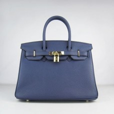 Genți de mână Hermes Birkin 30cm Togo din piele albastru închis auriu