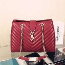 Geantă de cumpărături YSL Saint Laurent Monogram Burgundy