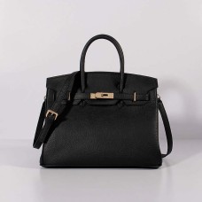 Geantă Hermes Birkin 30cm din piele Togo cu curea neagră aurie