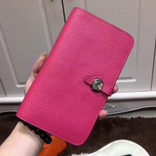 Portofel Hermes Dogon din piele Togo H001 roz aprins