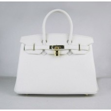 Genți de mână Hermes Birkin 30cm Togo din piele alb-auriu