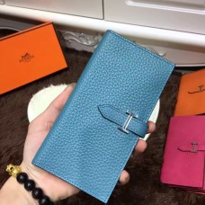 Portofel Hermes Bearn Togo din piele H005 albastru