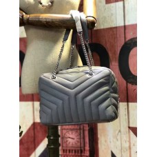 Geantă YSL cu lanț, gri, 27 cm