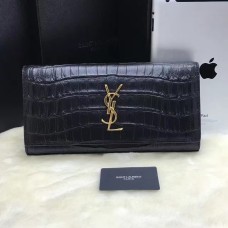 Geantă YSL Clutch 27cm Piele Croco Negru Auriu