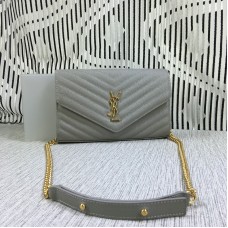 Geantă YSL Envelope Chain din piele Caviar gri 23cm