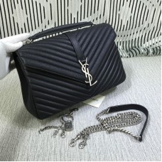 Saint Laurent Geantă mare cu lanț și mâner superior, neagră, 32 cm