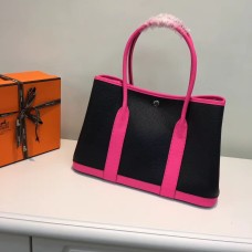 Geantă de mână Hermes Garden Party 36cm din piele, neagră, roz aprins