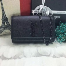Geantă YSL Caviar din piele cu lanț 22cm Negru Negru
