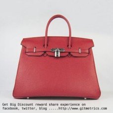 Genți de mână Hermes Birkin 35cm Togo din piele roșu argintiu