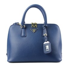 Geantă tote Prada 0812 albastru închis cu model de cruce
