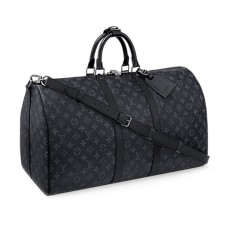 Geantă de voiaj Louis Vuitton M40605 Keepall 55 Bandouliere din pânză Monogram Eclipse
