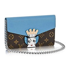 Portofel Louis Vuitton M60796 cu mască tribală și lanț, canvas cu monogramă