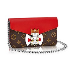 Portofel Louis Vuitton M60797 cu mască tribală și lanț, canvas cu monogramă