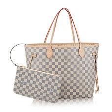 Geantă de umăr Louis Vuitton N41361 Neverfull MM din pânză Damier Azur